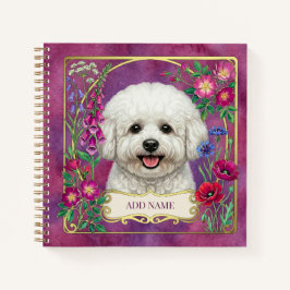 Regalo de cuaderno rosa personalizado Bichon Frise