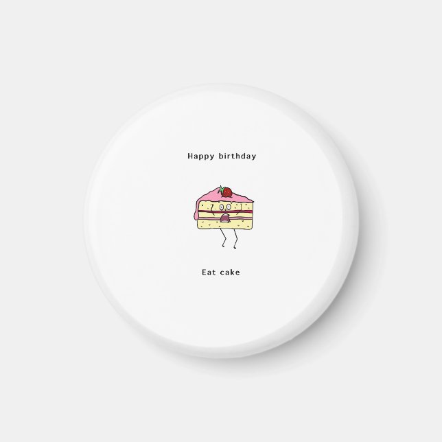 Regalo de cumpleaños, comer pastel, imán de pastel (Frente)