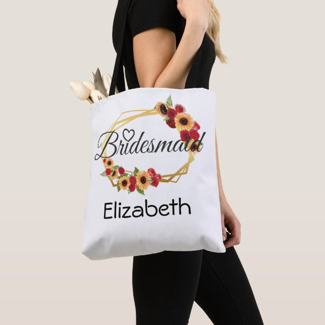 Regalo de Dama de Honor, Girasol, Rosas, Bolsa de  (Detalle)