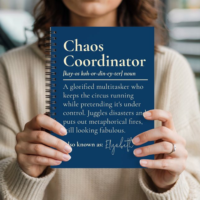 Regalo de Diario de Coordinador de Caos Personaliz (Personalized Work Planner Notebook for Boss, Custom Definition Journal Gift for Manager or Teams)