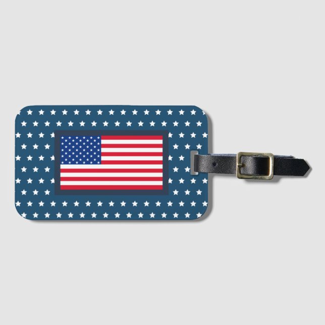 Regalo de etiqueta de equipaje de bandera estadoun (Anverso horizontal)