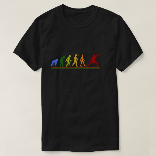 Regalo De Evolución De Esgrima Retro Para Camiseta (Diseño del anverso)