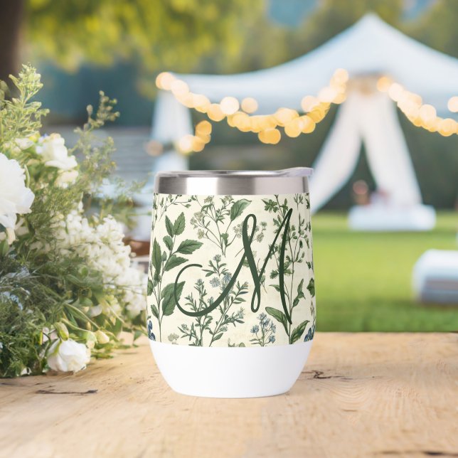 Regalo de flores botánicas en verde salvia con ini (Boda)
