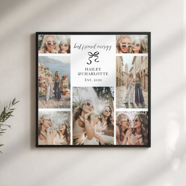 Regalo de foto de mejores amigas modernas (modern 7 photo collage wall art print for best friend gift from bff for besties girls bachelorette)