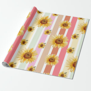 regalo de girasol de rayas pastel Papel de envolve