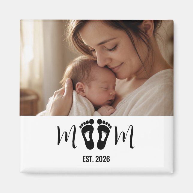 Regalo de imán con foto de huellas de bebé estable (Frente)