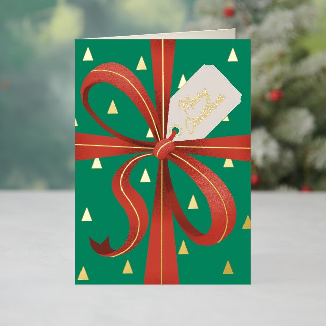 Regalo de la cinta roja de navidad clásica (Vacaciones in situ)