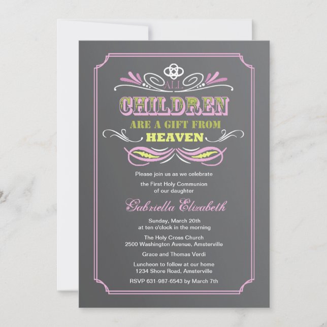 Regalo de la invitación rosa del cielo (Anverso)