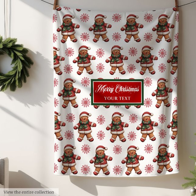 Regalo de la manta verde roja festiva con tu nombr (Festive Red Green Blanket Gift with Your Name 🎁)