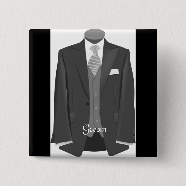 Regalo de la placa del botón del boda Tuxedo Groom (Anverso)
