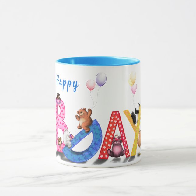 Regalo de la taza de cumpleaños con Fiesta del oso (Centro)