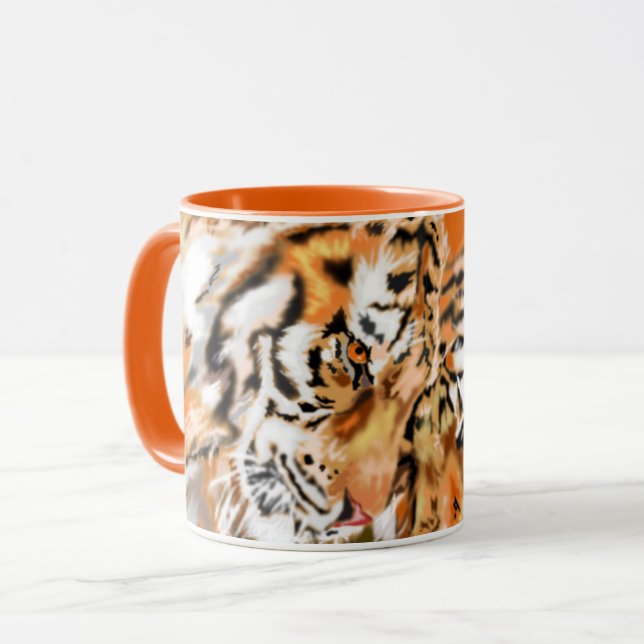 Regalo de la taza de tigres de pareja - Abrazo (Anverso izquierdo)