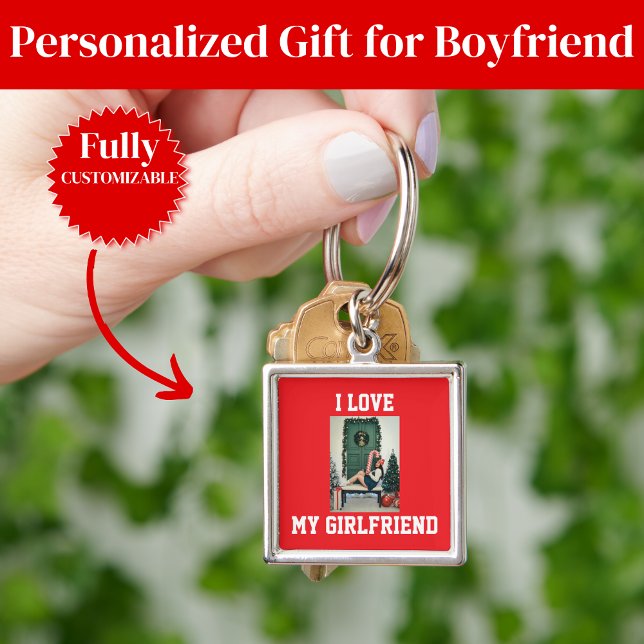 Regalo de Llavero de Foto de Mi Novia (I Love My Girlfriend Photo Keychain Gift)