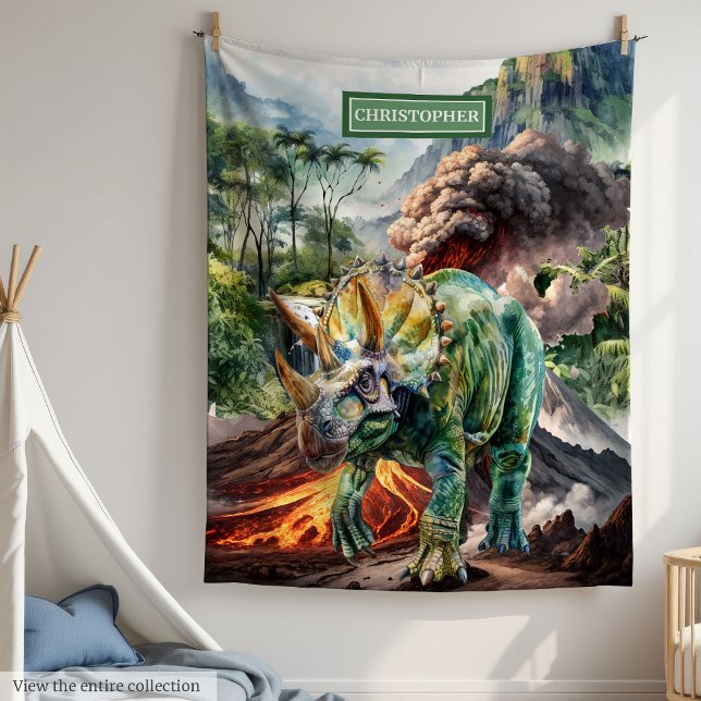 Regalo de manta de cumpleaños de dinosaurios acuar (Watercolor Dinosaur Birthday Blanket Gift for Boys)
