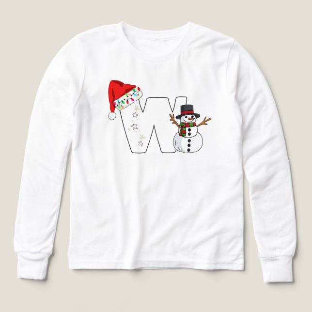 Regalo de Navidad con letra w blanca (Diseño frontal)