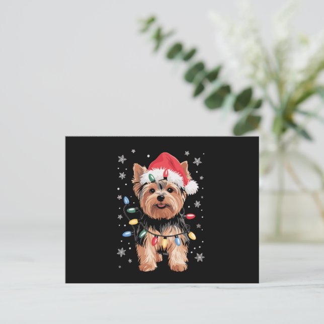 Regalo de navidad de los Navidades Yorkie Dog Long (Anverso de pie)