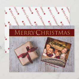 Regalo de Navidad dorado en foto de cubierta de ni