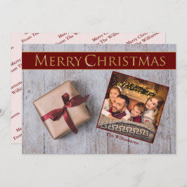 Regalo de Navidad dorado en foto de cubierta de ni