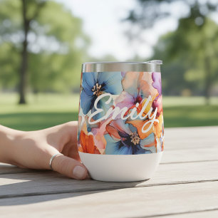 Regalo de nombre floral personalizado en acuarela