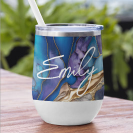 Regalo de nombre personalizado Mármol Dorado Azul