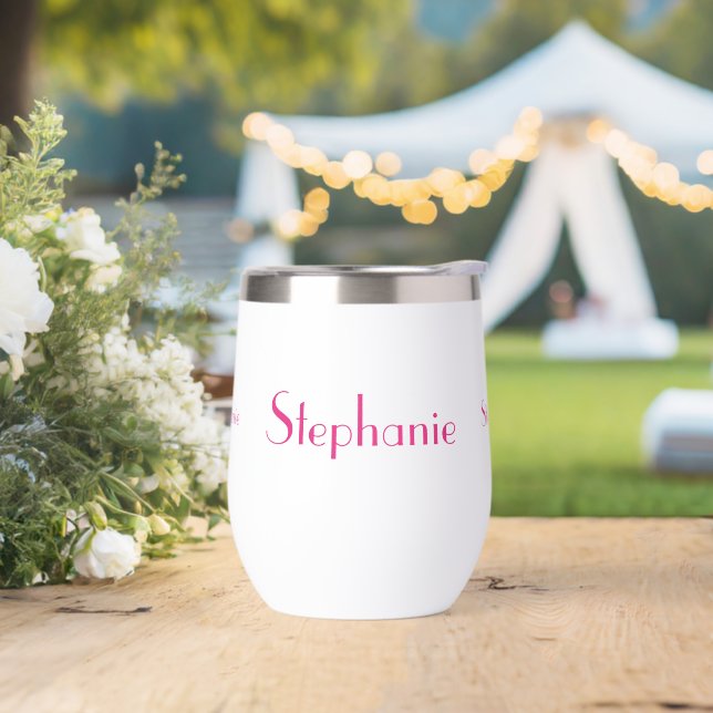 Regalo de nombre personalizado rosa caliente blanc (Boda)