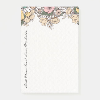 Regalo de nota adhesiva personalizada floral femen