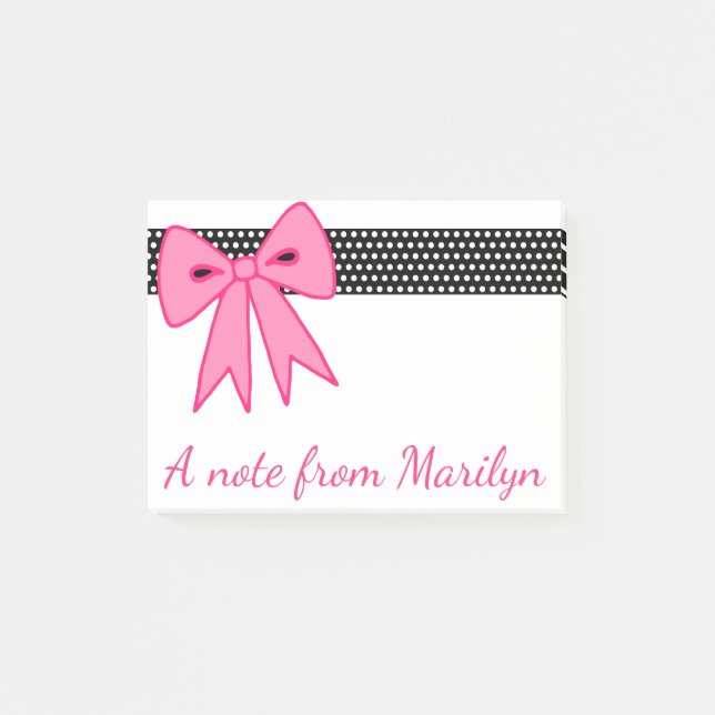 Regalo de notas de arco rosado de Chica personaliz (Anverso)