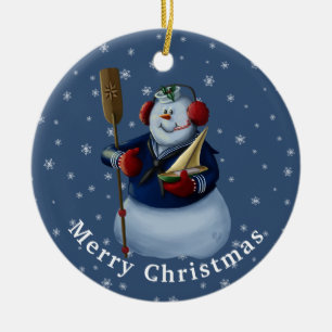 Regalo de Ornamento de Navy Sailor Snowman