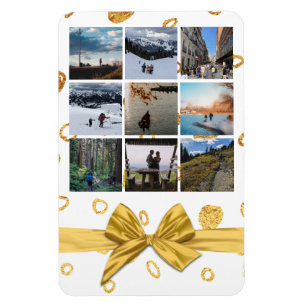 Regalo de oro festivo Nueve imanes de Collage de f