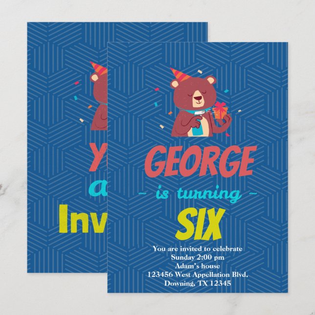 Regalo de oso infantil personalizado Invitación de (Anverso / Reverso)