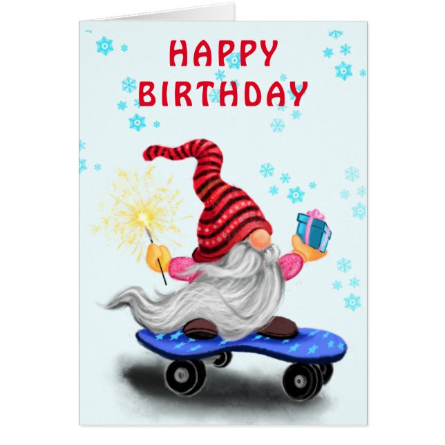 Regalo de patinador de tarjetas de cumpleaños feli (Frente)