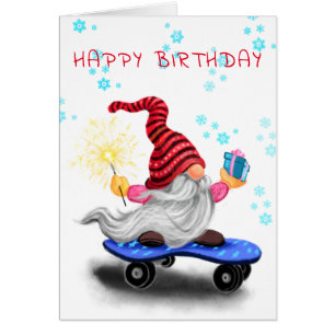 Regalo de patinador de tarjetas de cumpleaños feli
