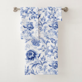 Regalo de patrón de toile floral azul blanco franc