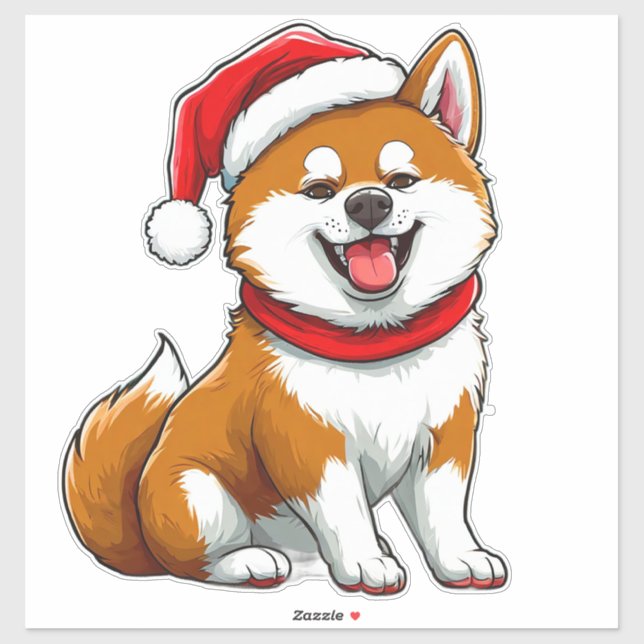 Regalo de pegatina de perro Akita Inu de Navidad D (Hoja)