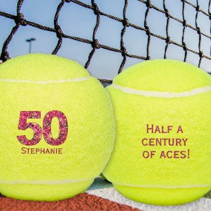 regalo de pelota de tenis cumpleaños 50 rosa númer