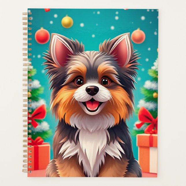 Regalo de planificador de Navidad de perro lindo p (Anverso)