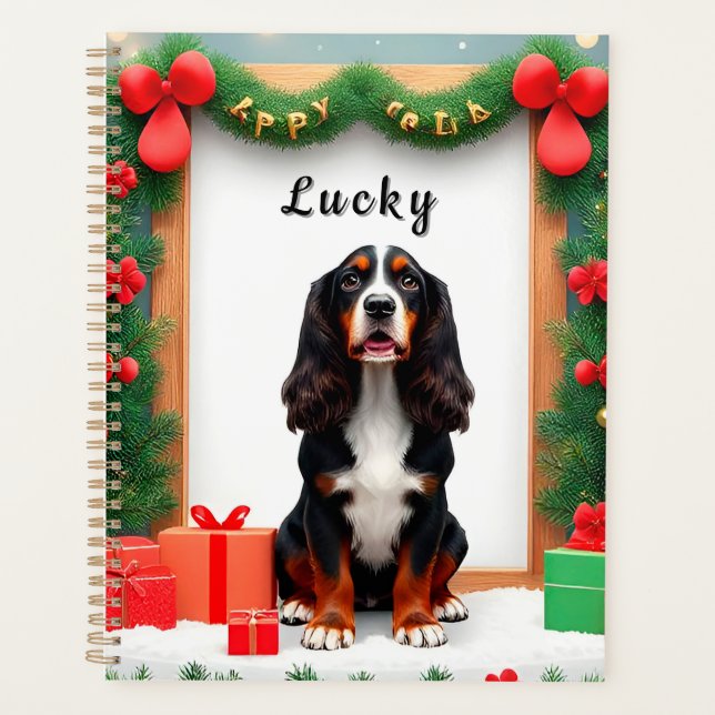 Regalo de planificador de perro navideño festivo (Anverso)