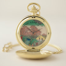 Regalo de reloj de bolsillo dorado japonés de pers