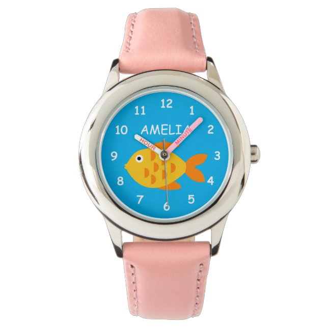 Regalo de reloj de niño de pez dorado lindo con no (Anverso)