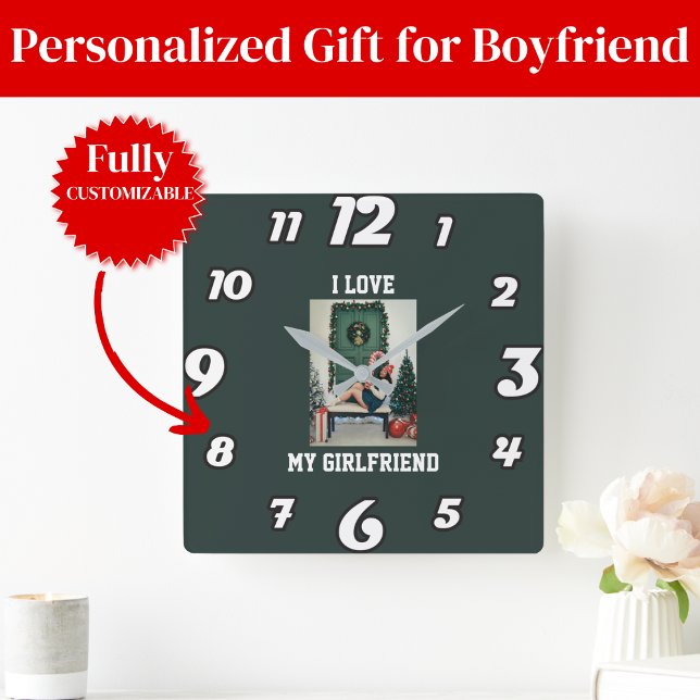 Regalo de reloj de pared con foto de mi novia (I Love My Girlfriend Photo Wall Clock Gift)