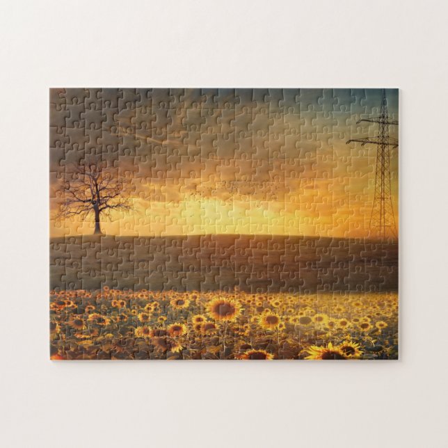 Regalo de rompecabezas de girasoles atardecer (Horizontal)