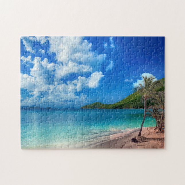 Regalo de rompecabezas de vacaciones Playa tropica (Horizontal)