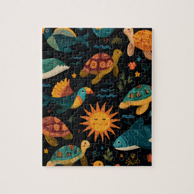 Regalo de rompecabezas de verano de amigos tropica (Vertical)