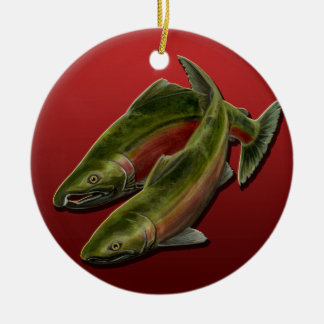 Regalo de salmón personalizado del ornamento de pe