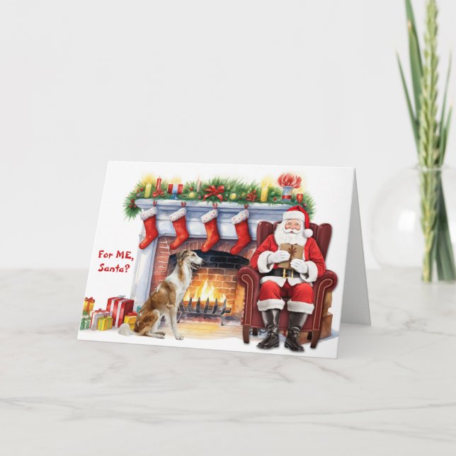 Regalo de Santa Perro de Caza Borzoi Navidad (Anverso)