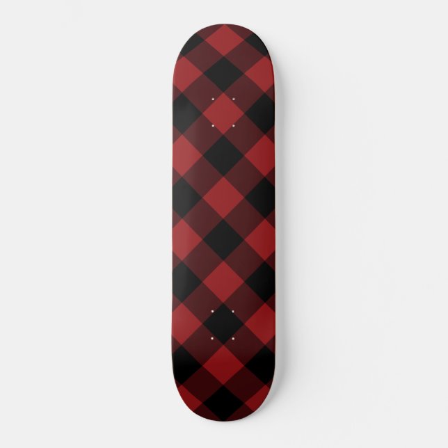 Regalo de skateboard Black Red Buffalo Plaid Check (Anverso)