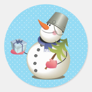 Regalo de Snowman Pegatinas brillantes de 3 pulgad