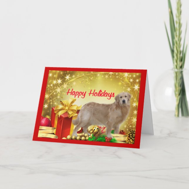 Regalo de tarjeta de Navidades de Golden Retriever (Anverso)