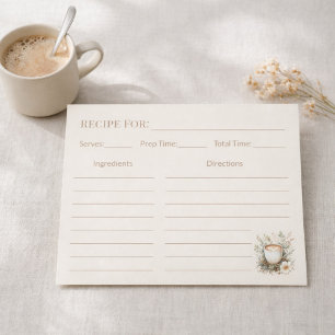 Regalo de Tarjeta de Receta Floral de Cocina para
