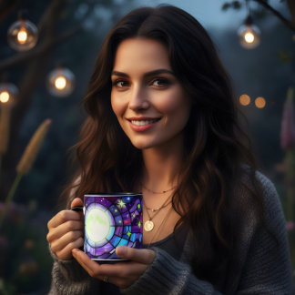 Regalo de taza de café de luna de vidrio emplomado